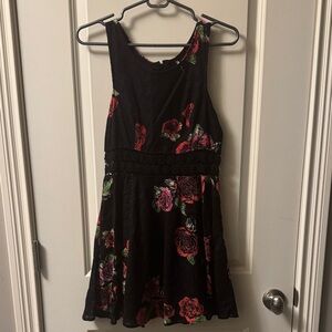 Free People Black Floral Casual Dress